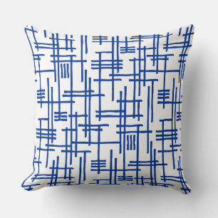 Abstrakte Linien 120923 - Navy Blue on White Kissen