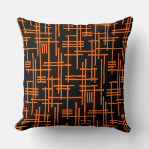 Abstrakte Linien 120923 - Orange auf Schwarz Kissen
