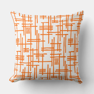 Abstrakte Linien 120923 - Orange auf Weiß Kissen