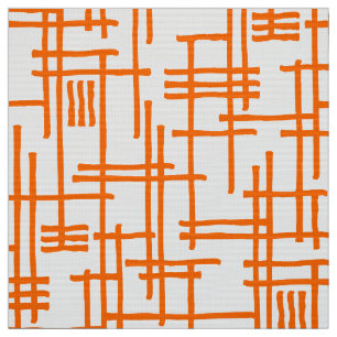 Abstrakte Linien 120923 - Orange auf Weiß Stoff