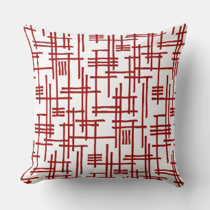 Abstrakte Linien 120923 - Ruby Red on White Kissen