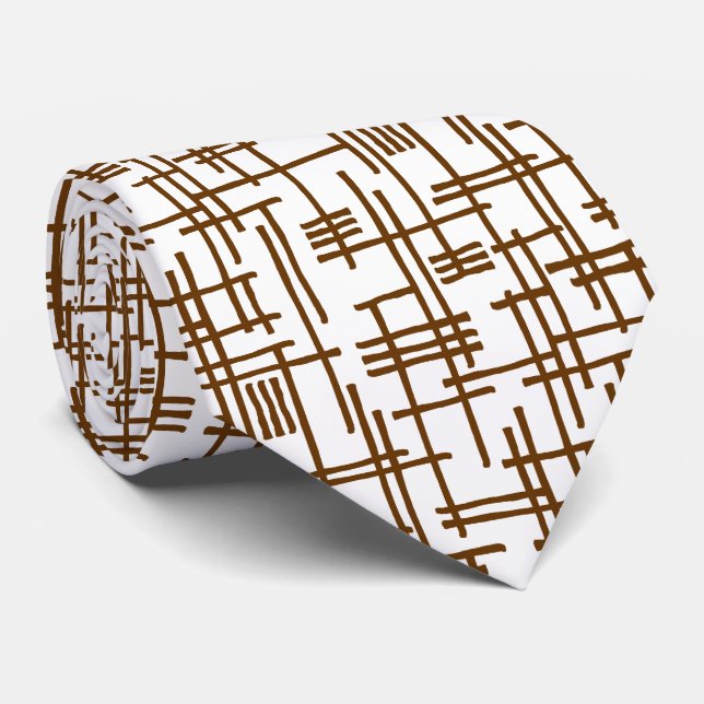 Abstrakte Linien 120923 - Walnut Krawatte (Gerollt)