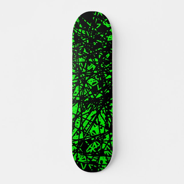 Abstrakte Linien - grün Skateboard (Vorne)