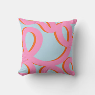 Abstrakte Linien in Rosa und Blau Kissen