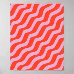 Abstrakte Linien Retro Rosa Vintage Zebrastreifen Poster