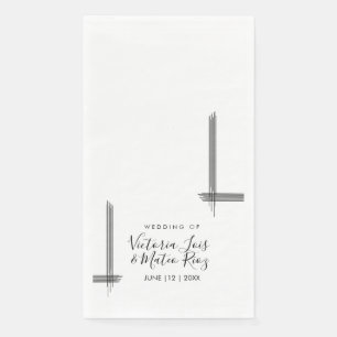 Abstrakte Linien Schwarz-weiß Moderne Hochzeit Serviette