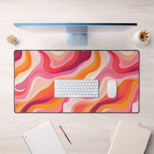 Abstrakte Linienführung Pink Retro Schreibtischunterlage