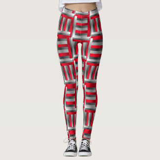 Abstrakte Linienmuster Rot und Schwarz Leggings