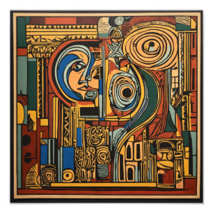 "Abstrakte Linocut: Picasso-Inspiriert Erforschung Fotodruck