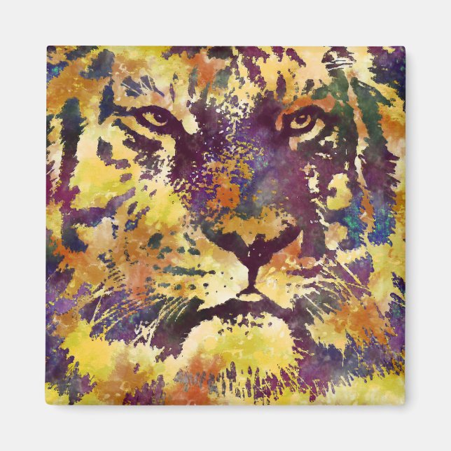 Abstrakte Lion Paintning Magnet (Vorne)