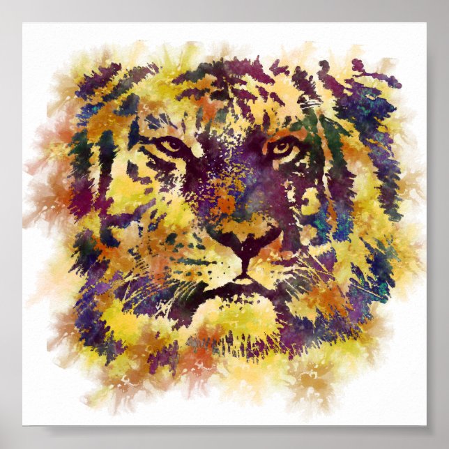 Abstrakte Lion Paintning Poster (Vorne)