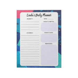 Abstrakte Liste mit Notepad, täglich blau und rosa Notizblock