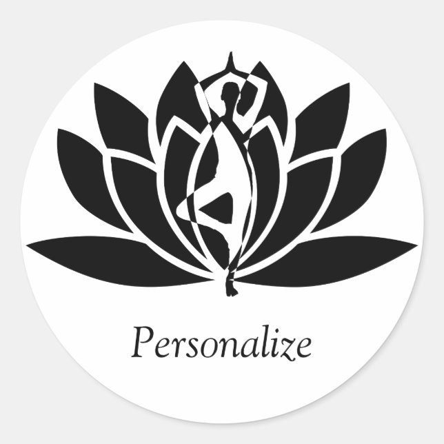 Abstrakte Lotus Blume Yoga Pose Personalisieren Runder Aufkleber (Vorderseite)