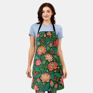 Abstrakte Lotusblumen-Schmetterlinge-Schürze Schürze