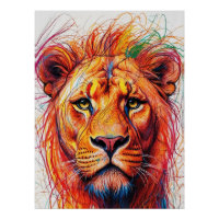 Abstrakte Löwe Kunstdruckerei, farbenfrohe Artenvi