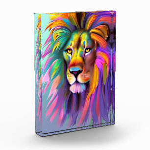 Abstrakte Löwenface Mystische Fantasie Kunst Fotoblock