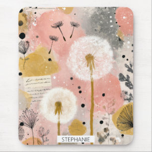 Abstrakte Löwenzahn-Wasserfarben-Blumenkunst Mousepad