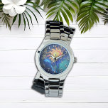 Abstrakte Lumineszenz Armbanduhr<br><div class="desc">Eine einmalige Frauenuhr mit dem faszinierenden Design einer goldenen Sonne und cool blauen Flammen. Das perfekte Geschenk für sie, dieses Uhrwerk verbindet Eleganz und Kunst nahtlos. Erleben Sie die Schönheit eines mit Liebe gearbeiteten Designs, das jeden Augenblick am Handgelenk wirklich einzigartig macht. Ideal für jeden Anlass ist diese einzigartige Uhr...</div>