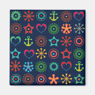 Abstrakte lustige Formen Retro-Design-Druck Magnet