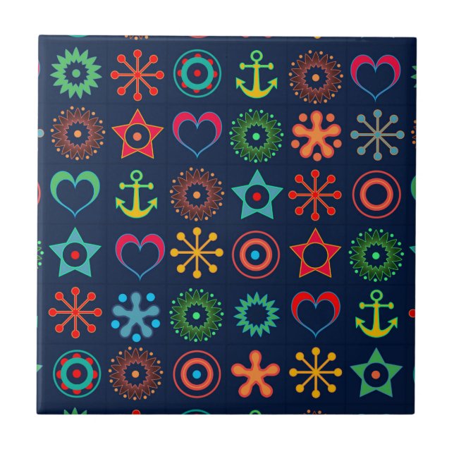 Abstrakte lustige Formen Retrodesign drucken Fliese (Vorderseite)