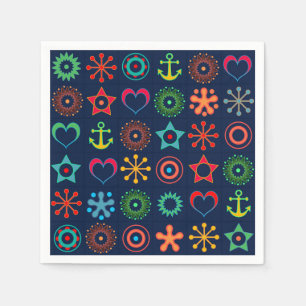 Abstrakte lustige Formen Retrodesign drucken Serviette