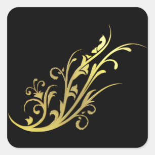 Abstrakte Luxus-Attrappe Goldene Blume Quadratischer Aufkleber