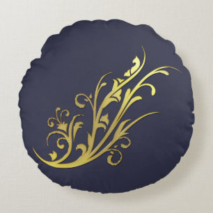 Abstrakte Luxus-Kunststoff-Goldblume Rundes Kissen