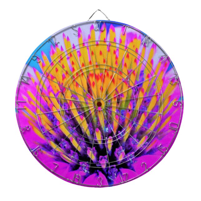 Abstrakte Macro Hot Pink und Gelb Dartscheibe (vorne)