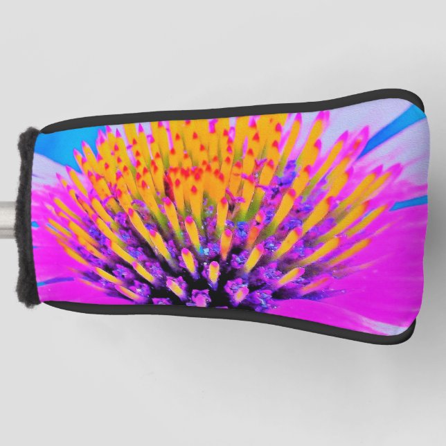 Abstrakte Macro Hot Pink und Gelb Golf Headcover (Vorderseite)