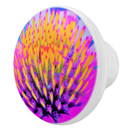 Abstrakte Macro Hot Pink und Gelb Keramikknauf