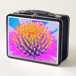 Abstrakte Macro Hot Pink und Gelb Metall Brotdose