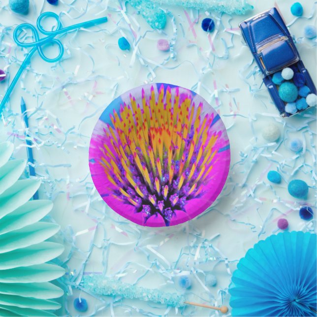 Abstrakte Macro Hot Pink und Gelb Pappteller (Party)