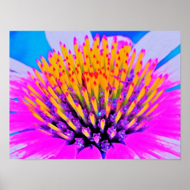 Abstrakte Macro Hot Pink und Gelb Poster (Vorne)