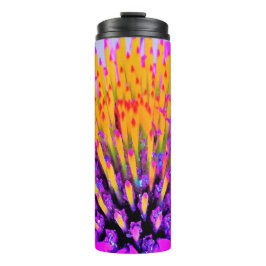 Abstrakte Macro Hot Pink und Gelb Thermosbecher