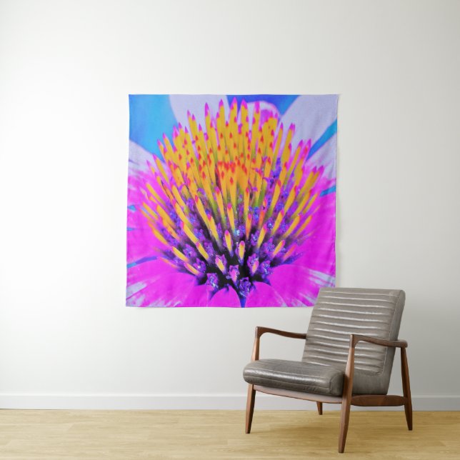 Abstrakte Macro Hot Pink und Gelb Wandteppich (Beispiel)