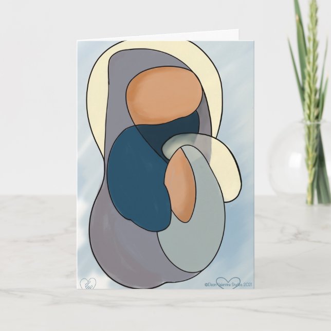 Abstrakte Madonna mit Kind - Weihnachts-/Weihnacht Karte (Vorderseite)
