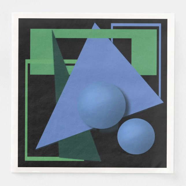 abstrakte Malerei, Abstraktion, grün und schwarz Serviette (Vorderseite)