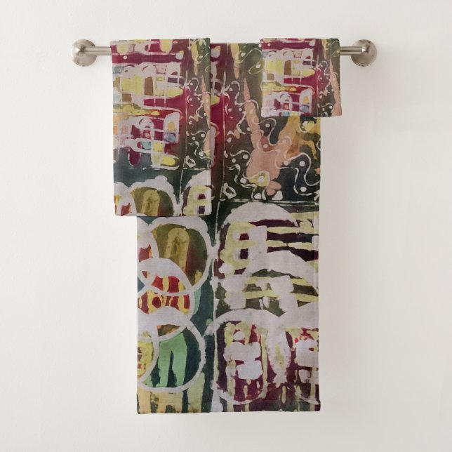 Abstrakte Malerei Batik Boho Badetuch Set (Insitu)