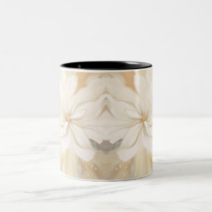Abstrakte Malerei der weißen Blume. Zweifarbige Tasse