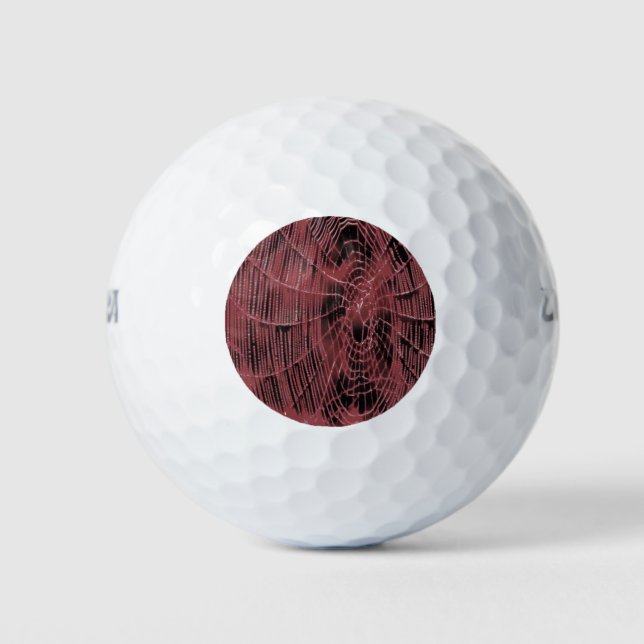Abstrakte Malerei eines Magenta Pink Cobweb Golfball (Vorderseite)