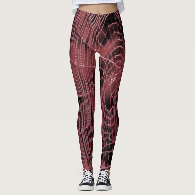 Abstrakte Malerei eines Magenta Pink Cobweb Leggings (Vorderseite)