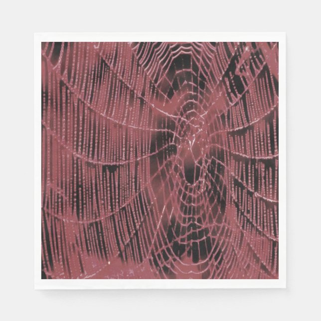 Abstrakte Malerei eines Magenta Pink Cobweb Serviette (Vorderseite)