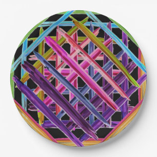 Abstrakte Malerei farbenfrohe Pinselstriche Schlag Pappteller