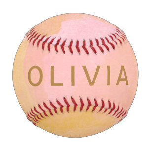 Abstrakte Malerei in Rosa und Gold Baseball