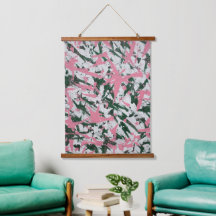 Abstrakte Malerei in Rosa und Grün