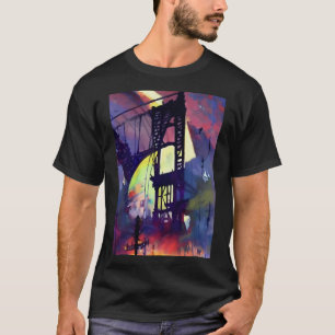 Abstrakte Malerei Manhattan Bridge T-Shirt