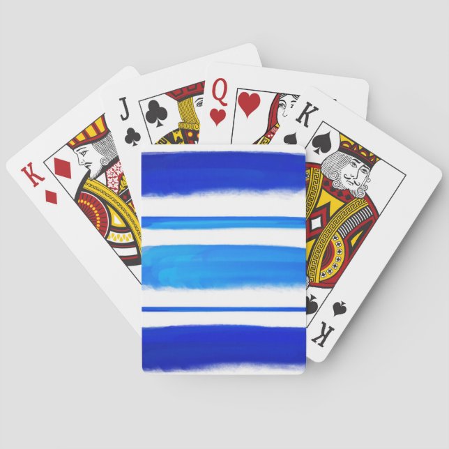 Abstrakte Malerei mit blauem Retro Spielkarten (Rückseite)