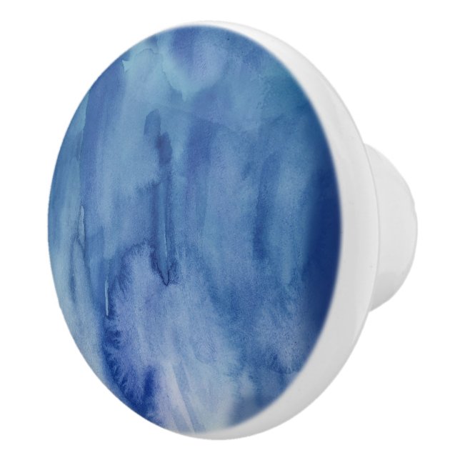 Abstrakte Malerei mit blauer Wasserfarbe Keramikknauf (Rechts)
