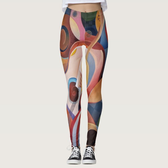 Abstrakte Malerei mit handgefertigter Musik Leggings (Vorderseite)