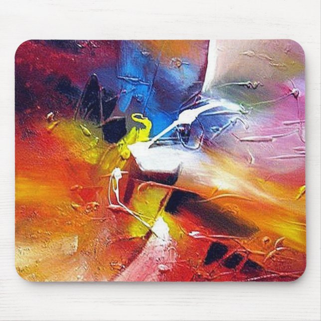 Abstrakte Malerei Moderner Expressionist Rot Gelb Mousepad (Vorne)